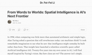 李飞飞重磅发声：改变人类文明后，这个技术将定义AI的下一个时代